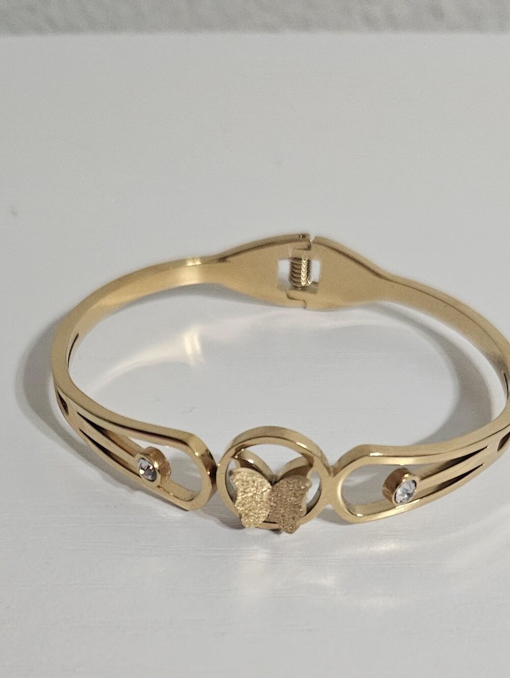 Gold Butterfly Bangle Bracelet - Women Jewelry - Picture 1 of 4